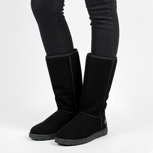 SKECHERS Australia Black Suede-Leather Faux-Fur Fleece Lined Comfort Boot Size 8